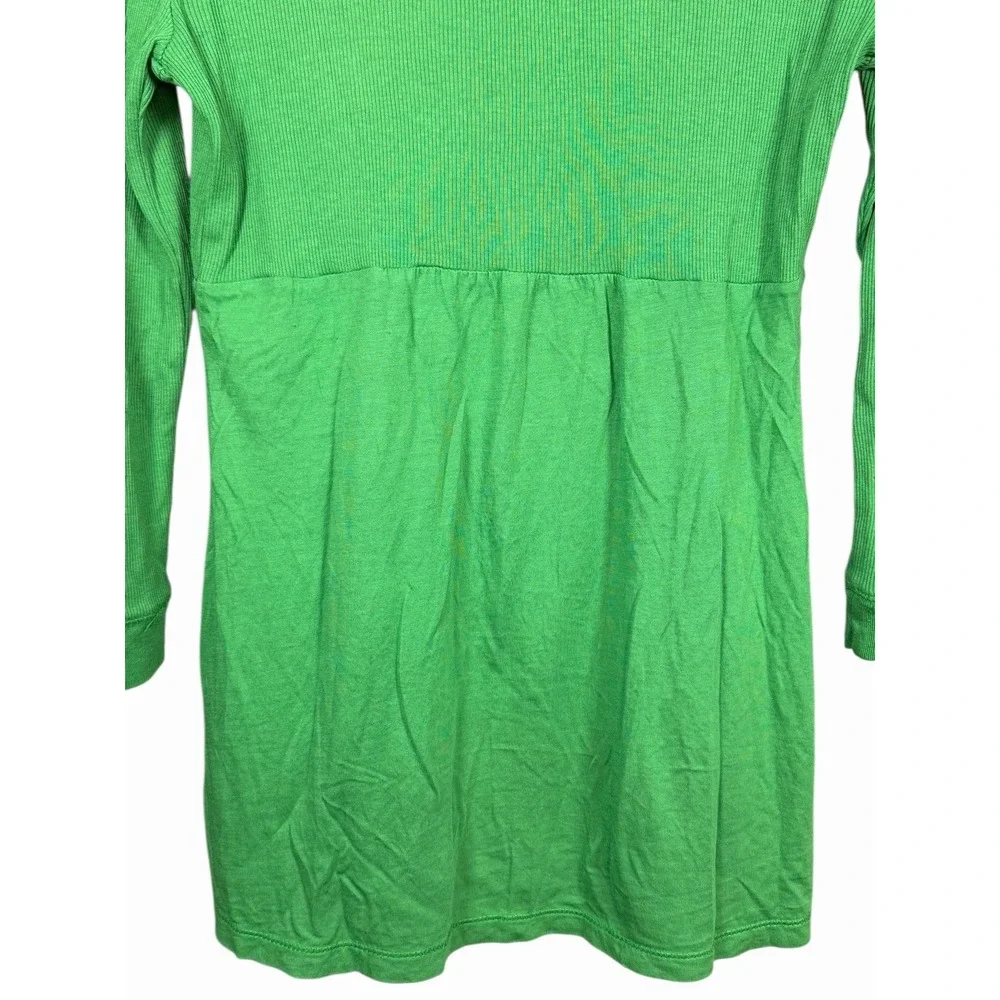 GAP Y2K Scoop Neck Babydoll Top Green‎ Ribbed Cotton Modal Women's S Henley - Picture 12 of 12